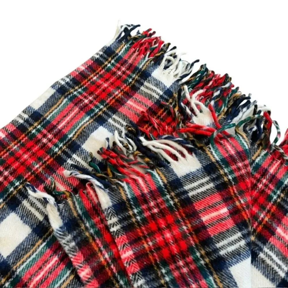 Rec-Robe Bonnie Plaid Energy Saver Red Plaid Throw Blanket with Fringe Vintage